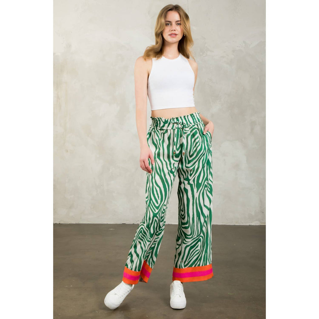 Zebra Print Wide Leg Pants