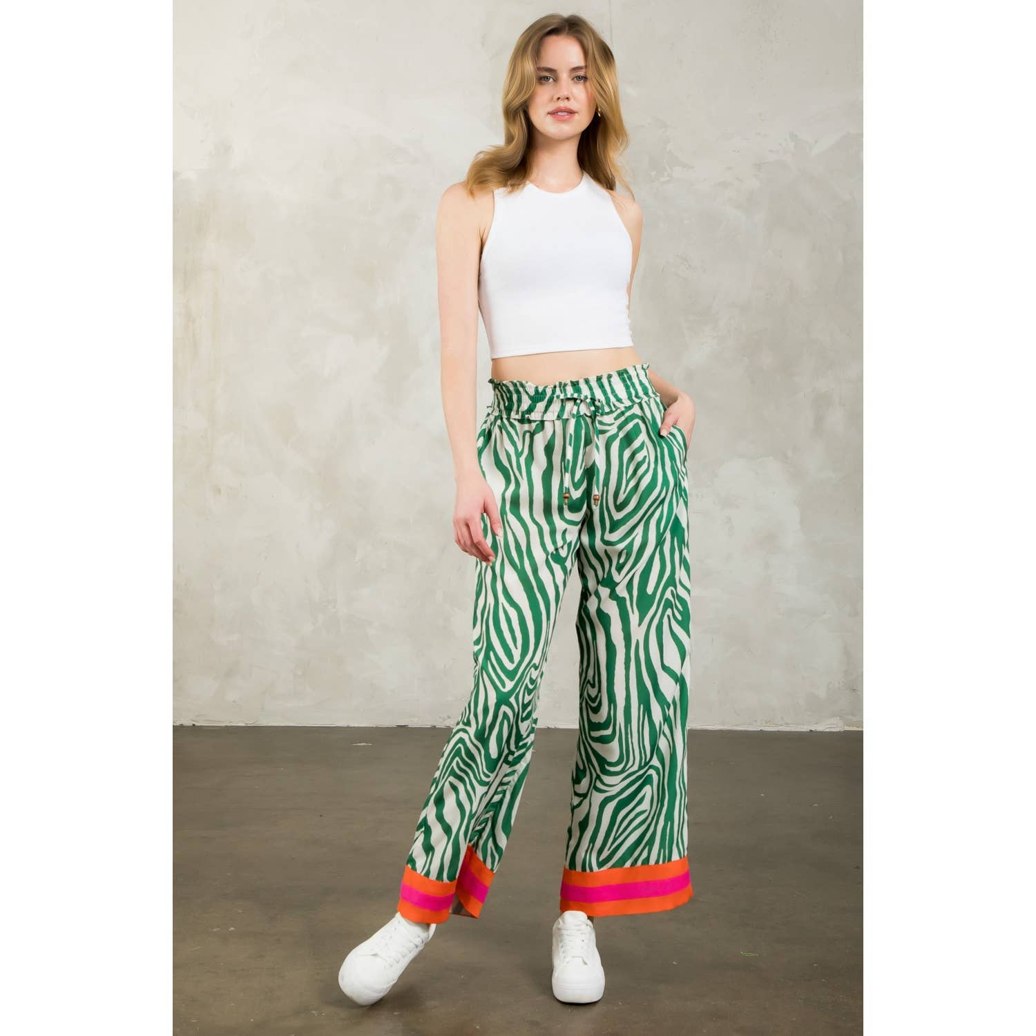 Zebra Print Wide Leg Pants