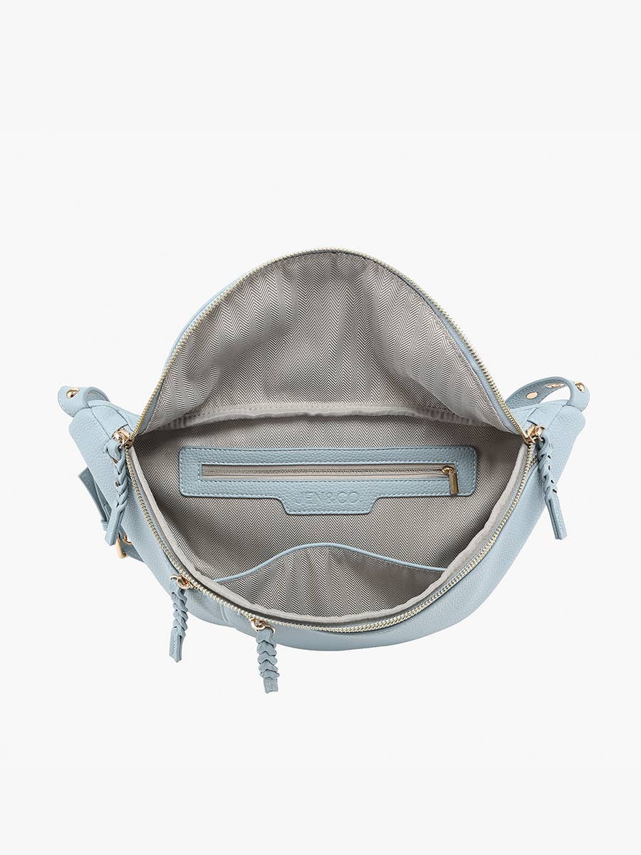 Studded Sling Bag w/ Braided Zippers