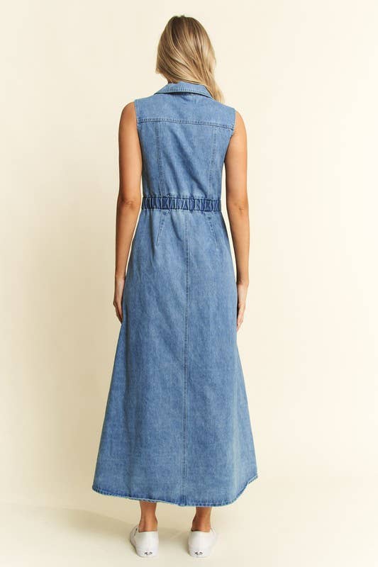 Denim Sleeveless A-Line Dress