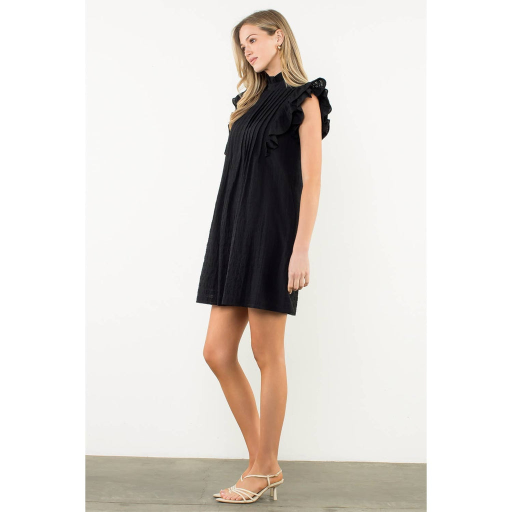 Flutter Sleeve Textured Dress
