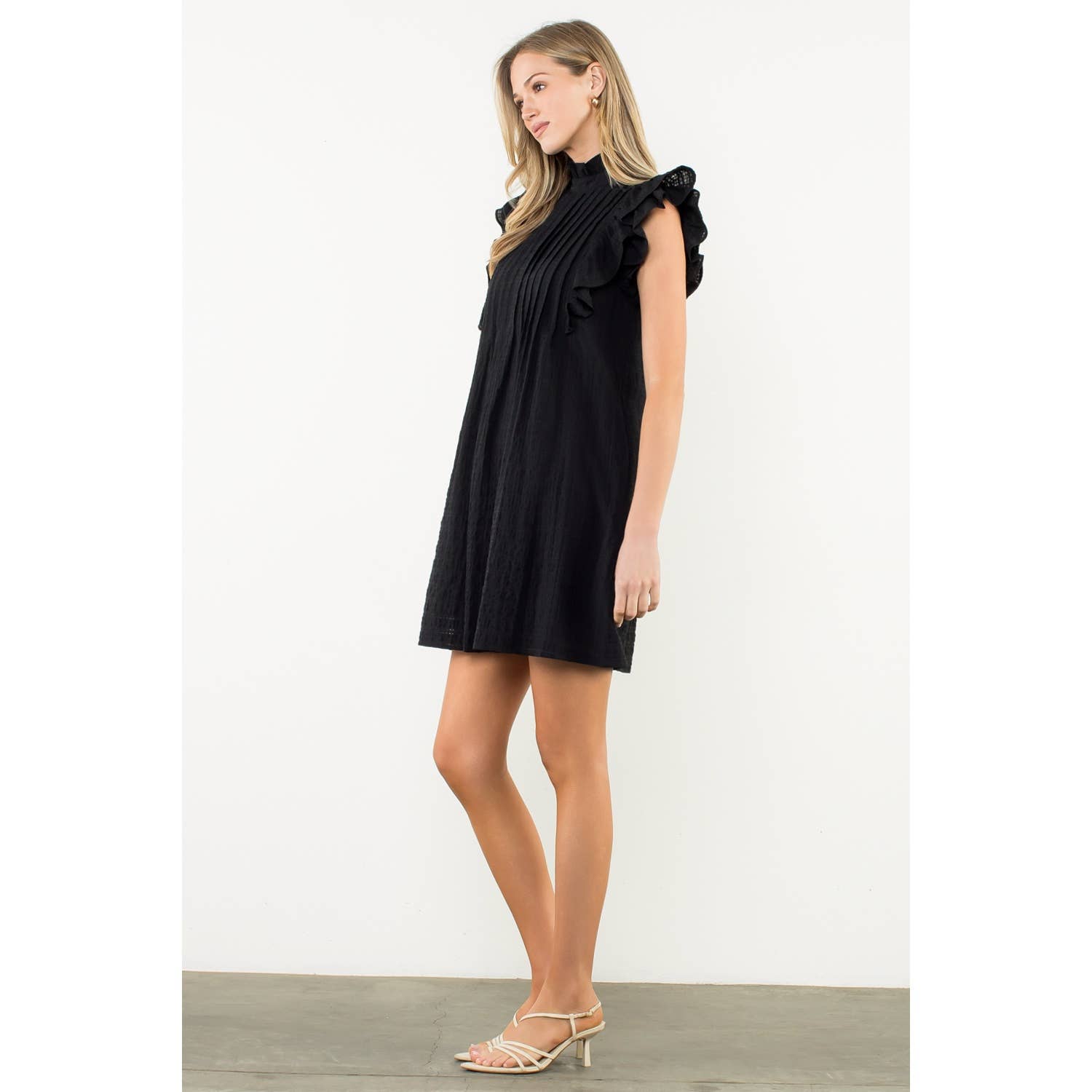 Flutter Sleeve Textured Dress