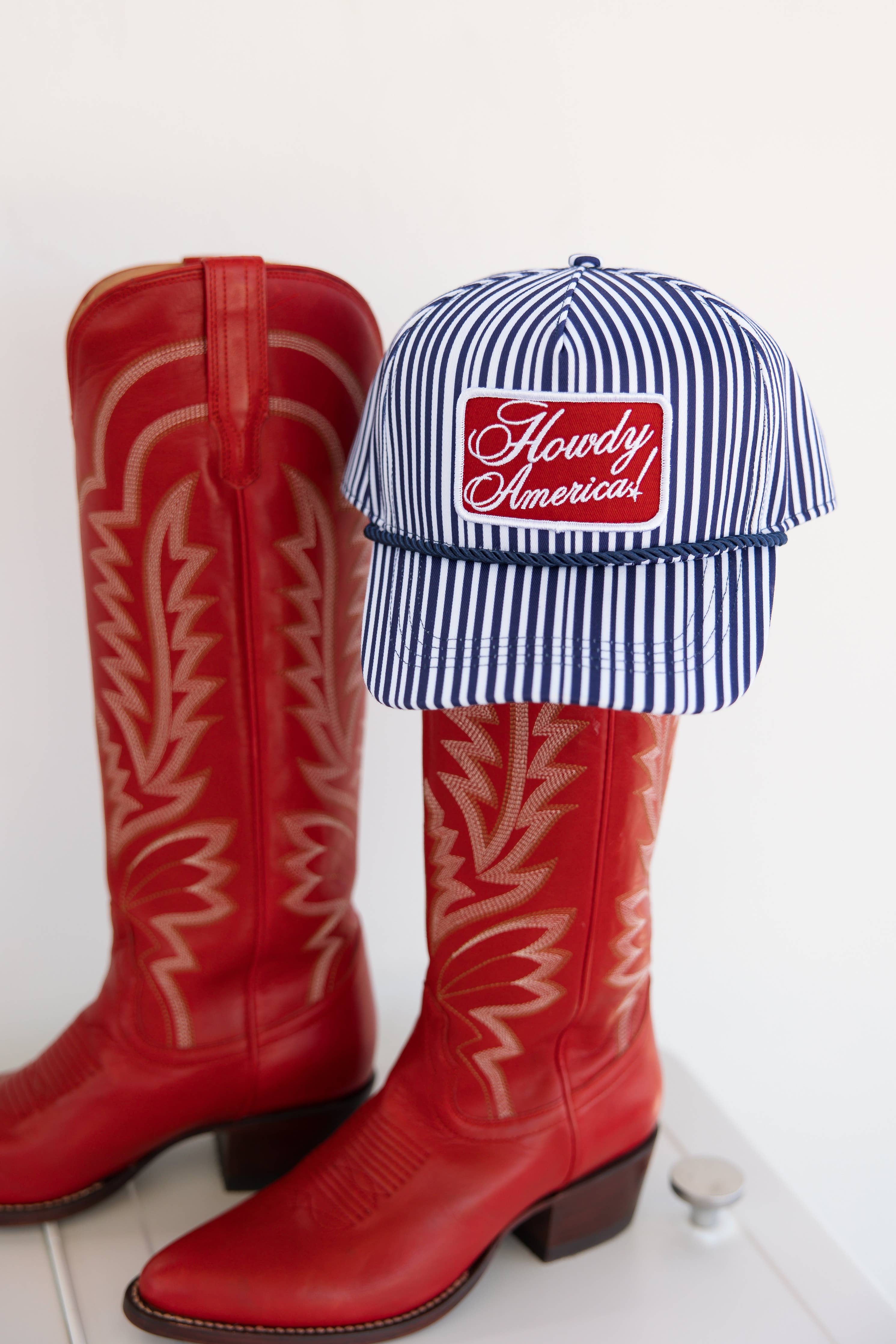 Howdy America Blue Striped Patch Hat