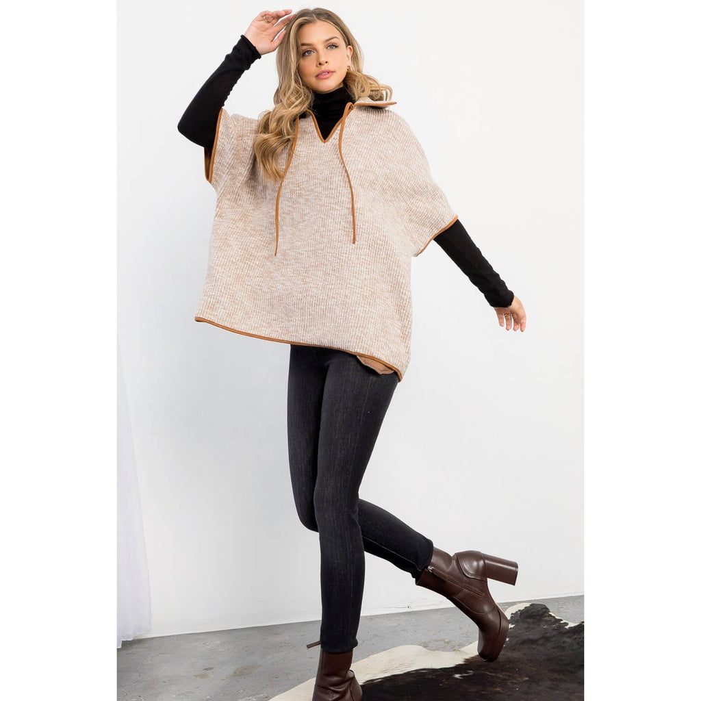 Sleeveless Collared Poncho