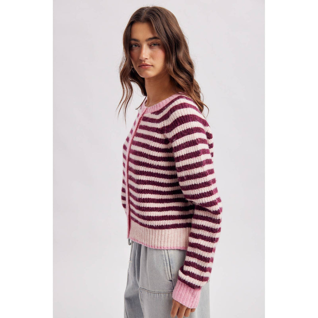 Colorblock Striped Cardigan