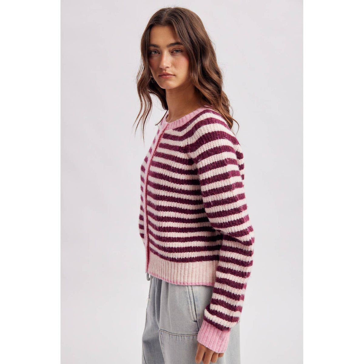 Colorblock Striped Cardigan