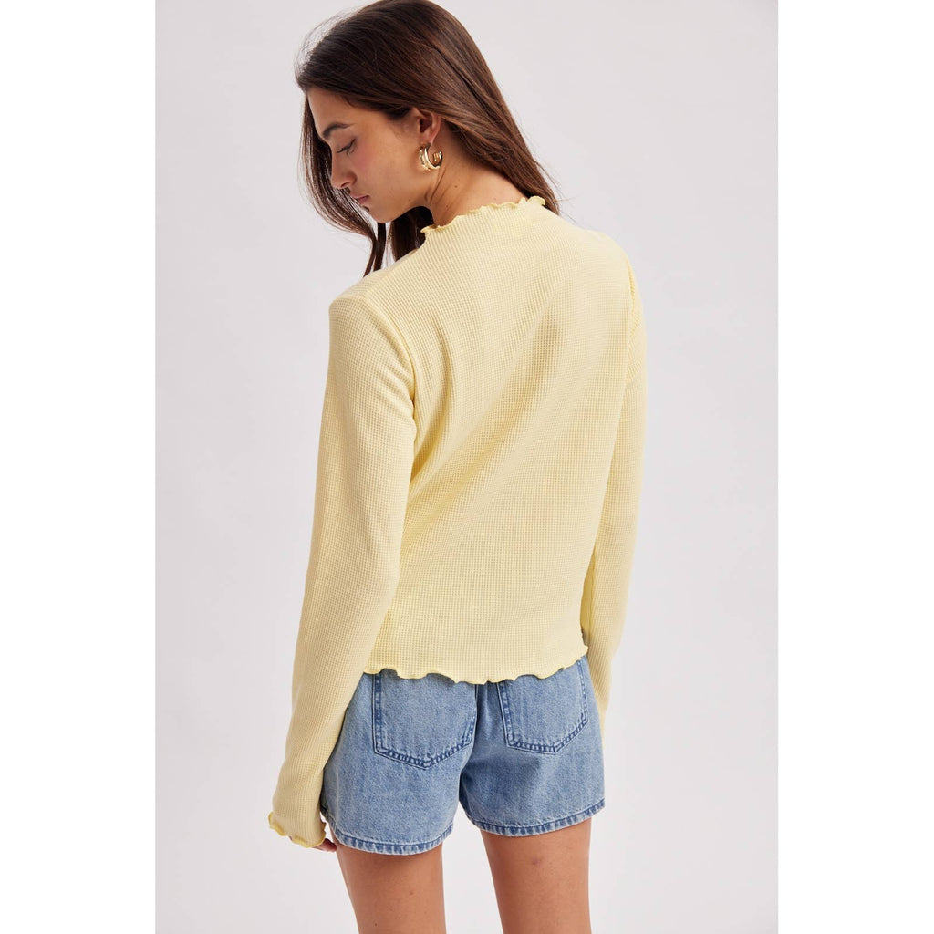 Daisy Waffle Knit Mock Neck Shirt