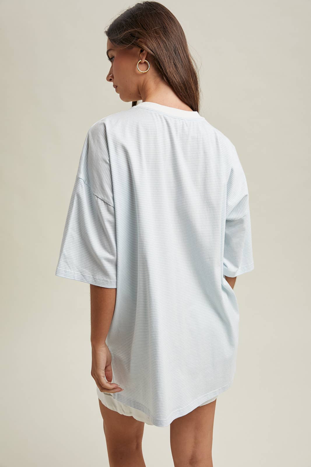 Oversized Striped Short-Sleeve Shirt