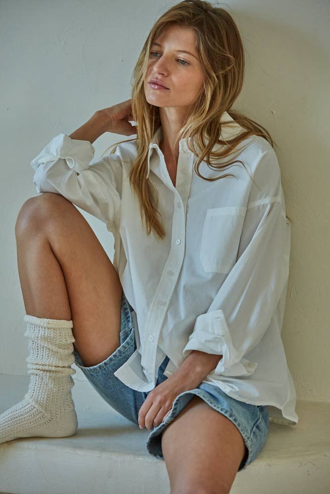 White Long-Sleeve Button Down