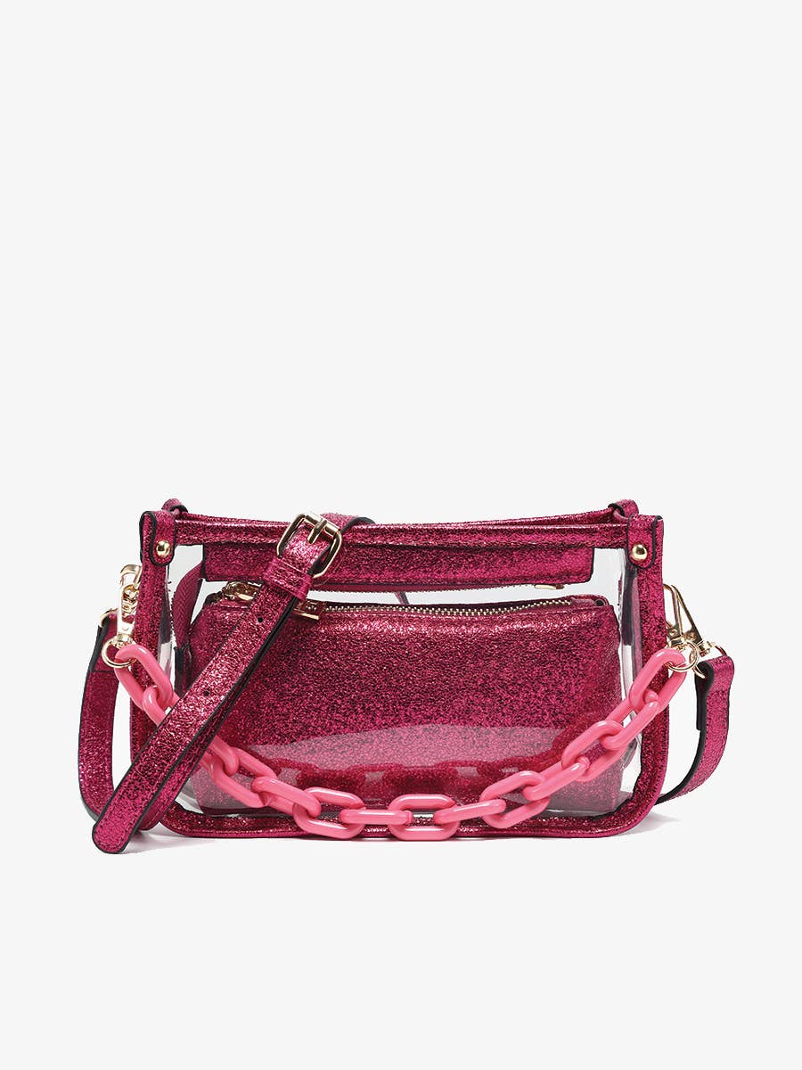 Jessica Clear Crossbody with Chain