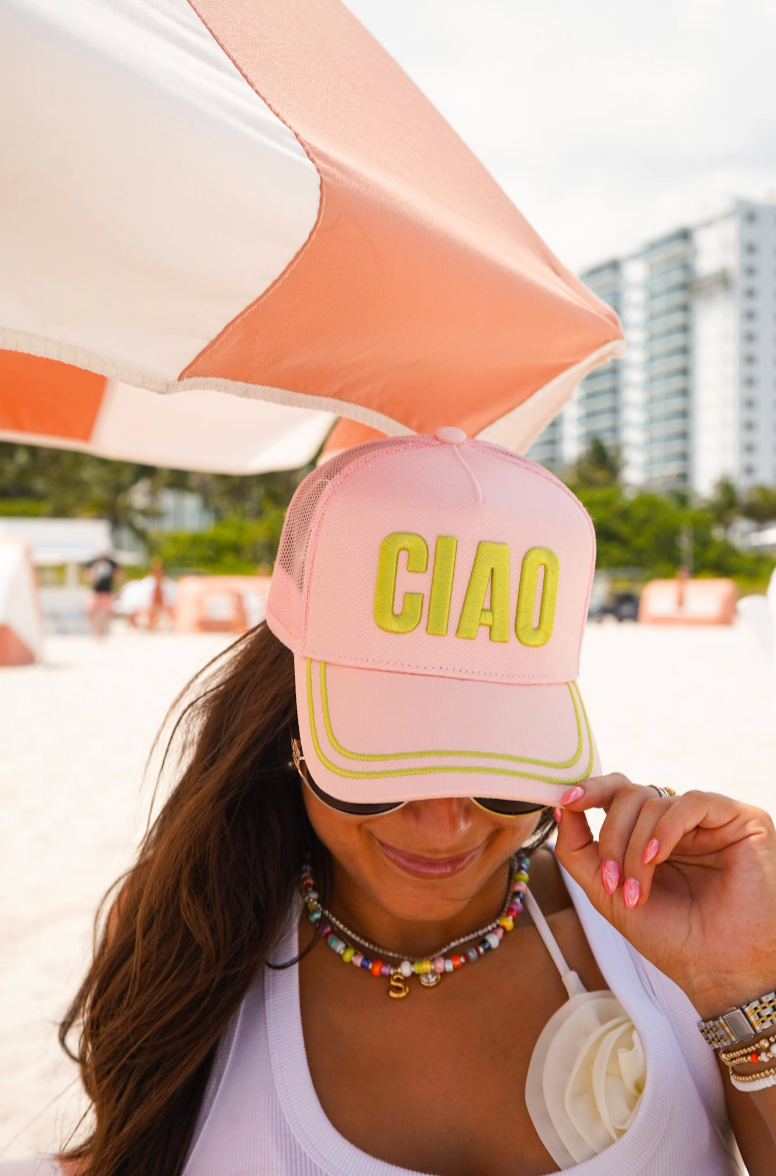Ciao | Pink Canvas Trucker Hat