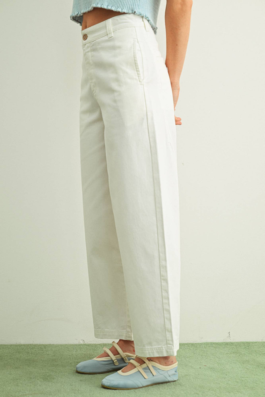 White Cotton Barrel Pants