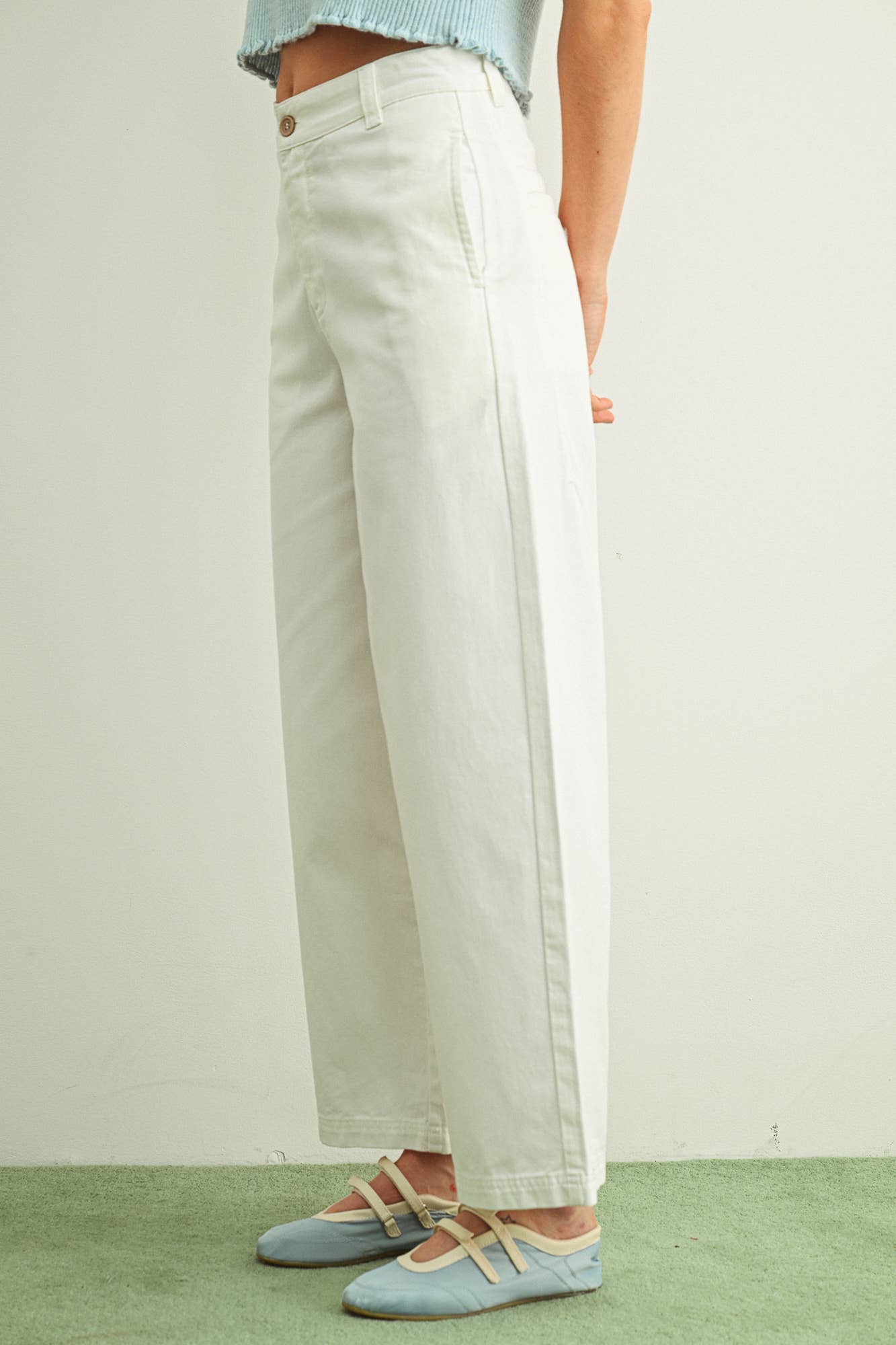 White Cotton Barrel Pants