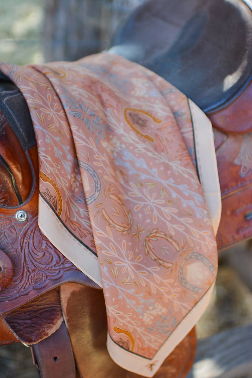 Western Harvest in Dusty Rose Silk Wild Rag Scarf