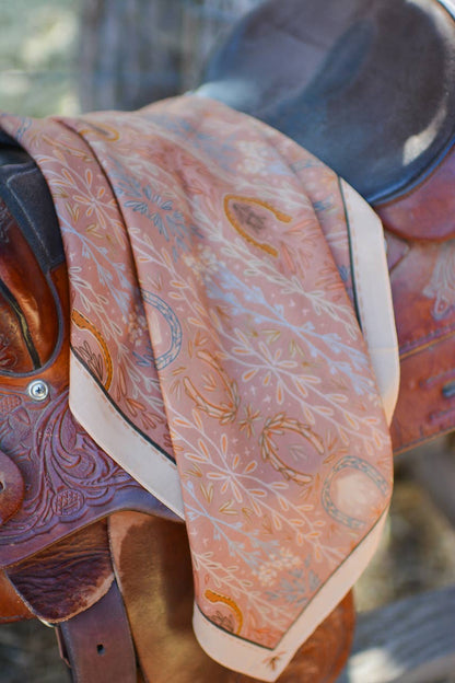 Western Harvest in Dusty Rose Silk Wild Rag Scarf