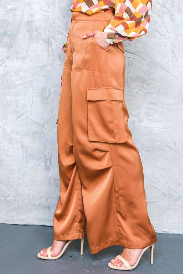 Satin Cargo Pants