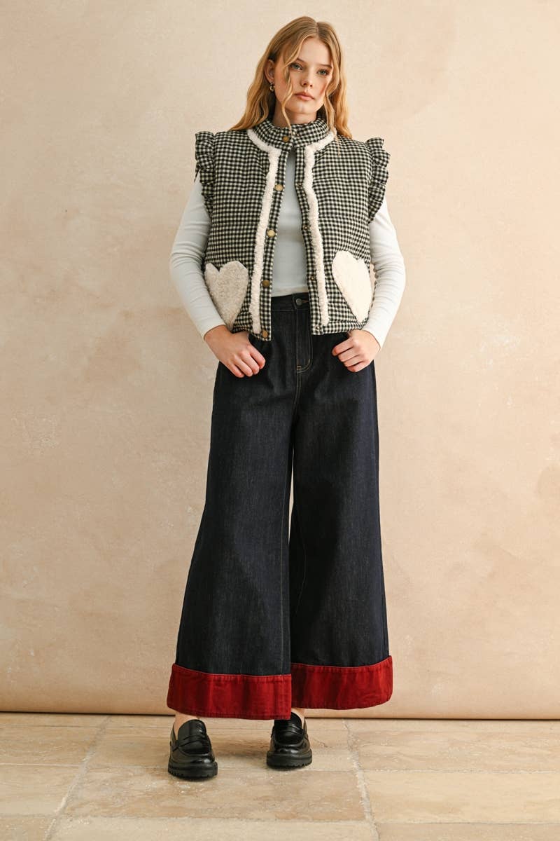 Gingham Heart-Pocket Vest