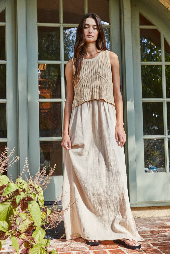 Knit Sweater Sleeveless Midi Dress