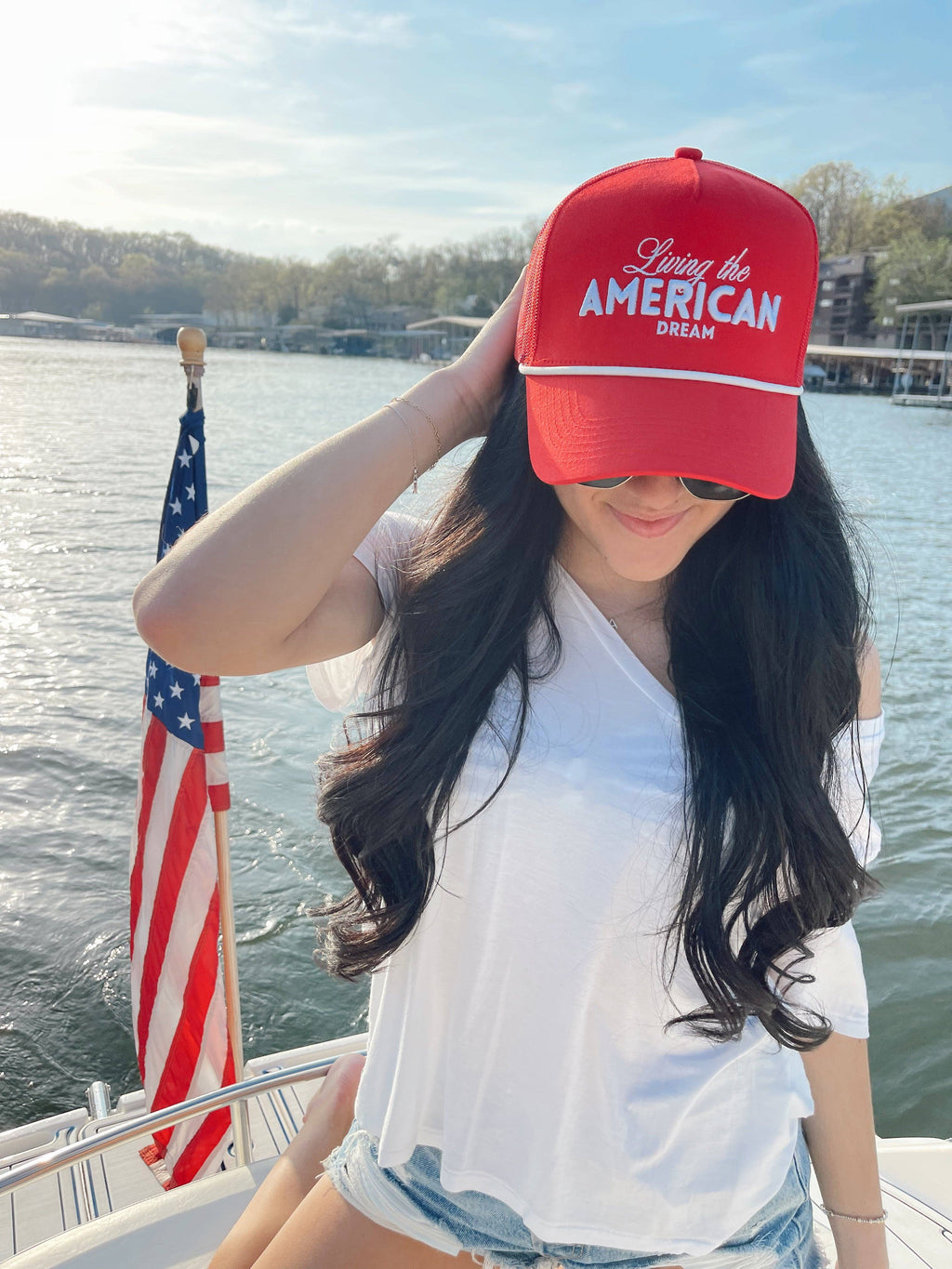 Living the American Dream | Red Vintage Trucker Hat