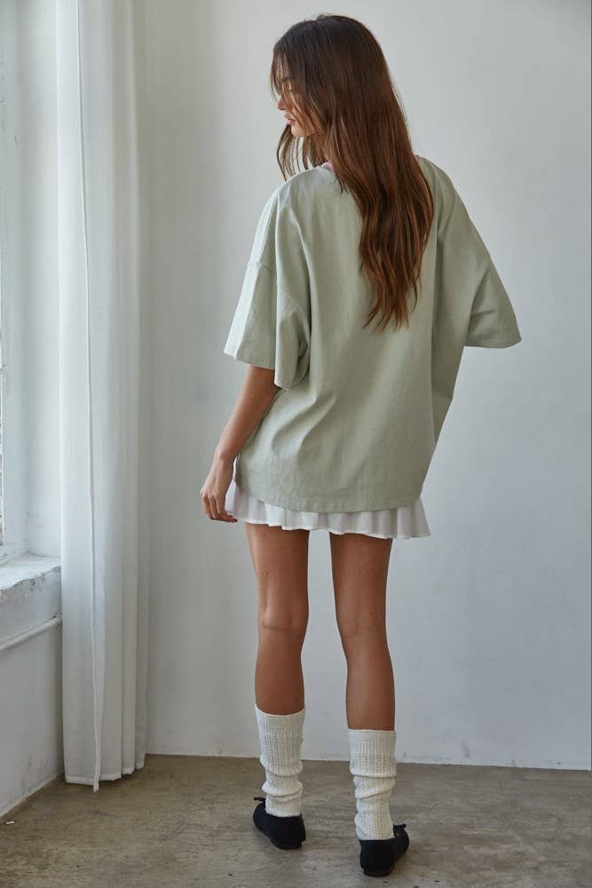 Oversized Contrast Crew Neck T-Shirt