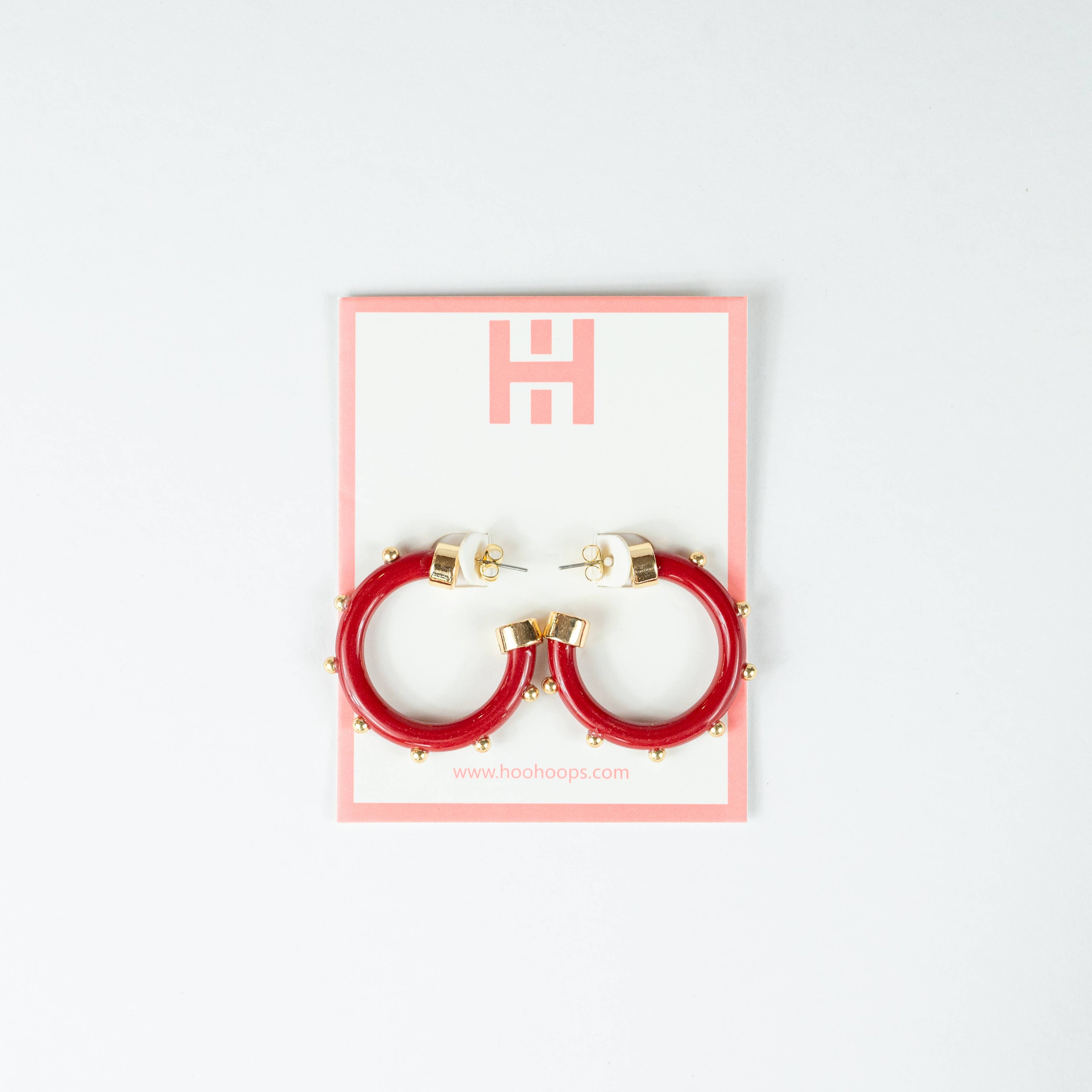 Small Acrylic Hoop Earrings - Burgundy Gold