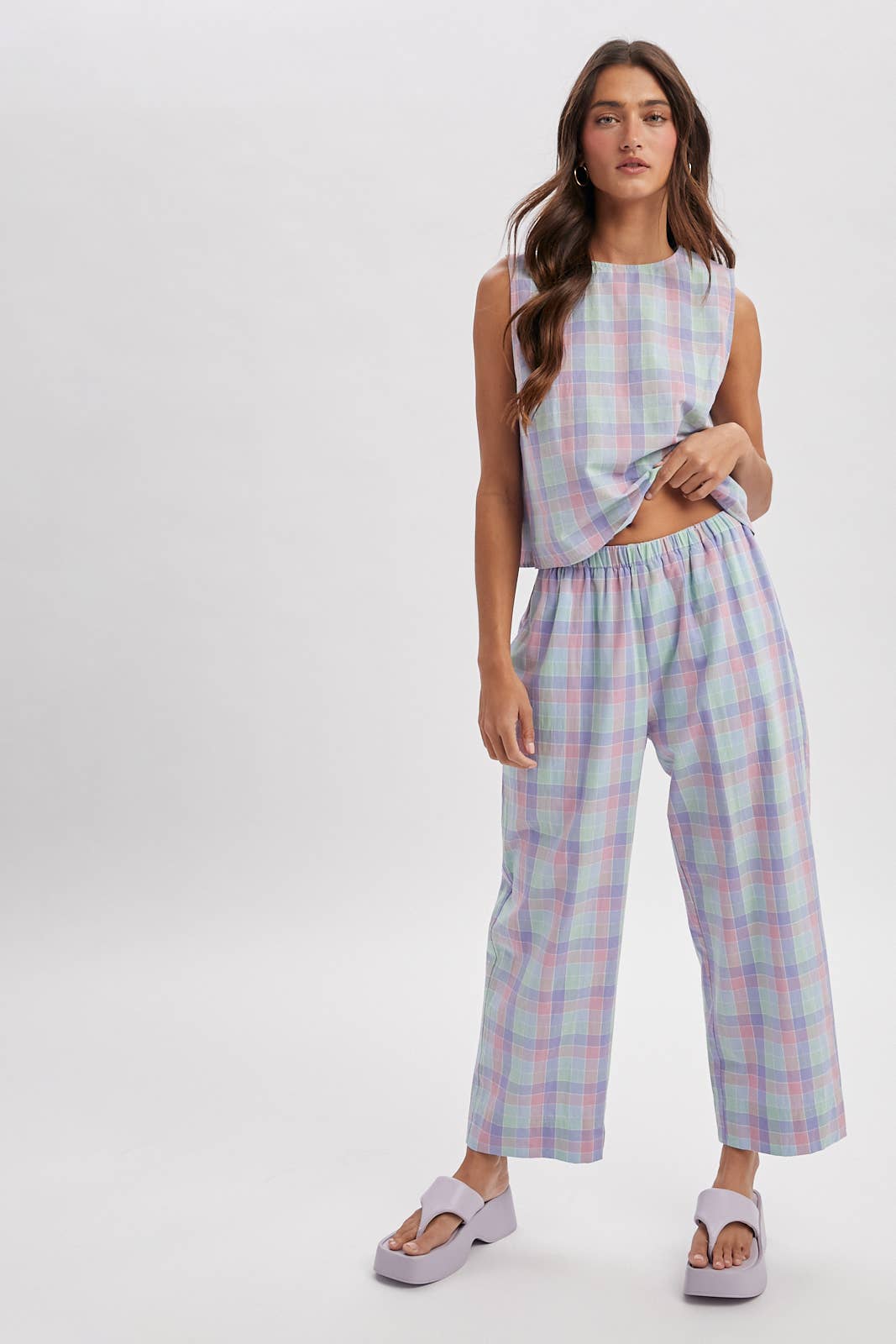 Multi-Plaid Set Pants