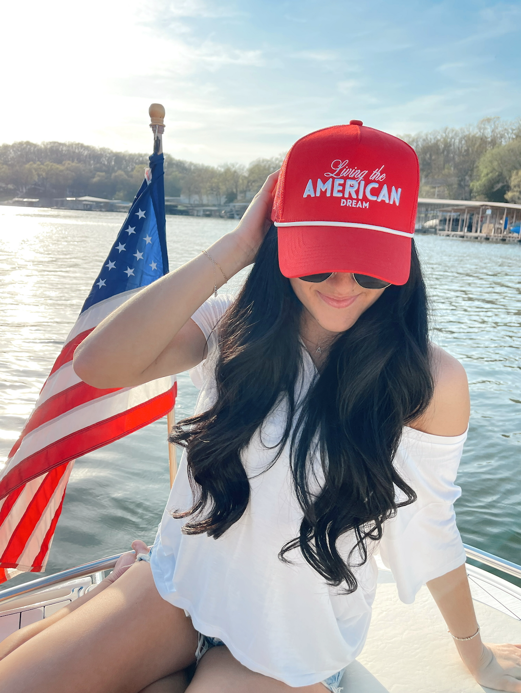 Living the American Dream | Red Vintage Trucker Hat
