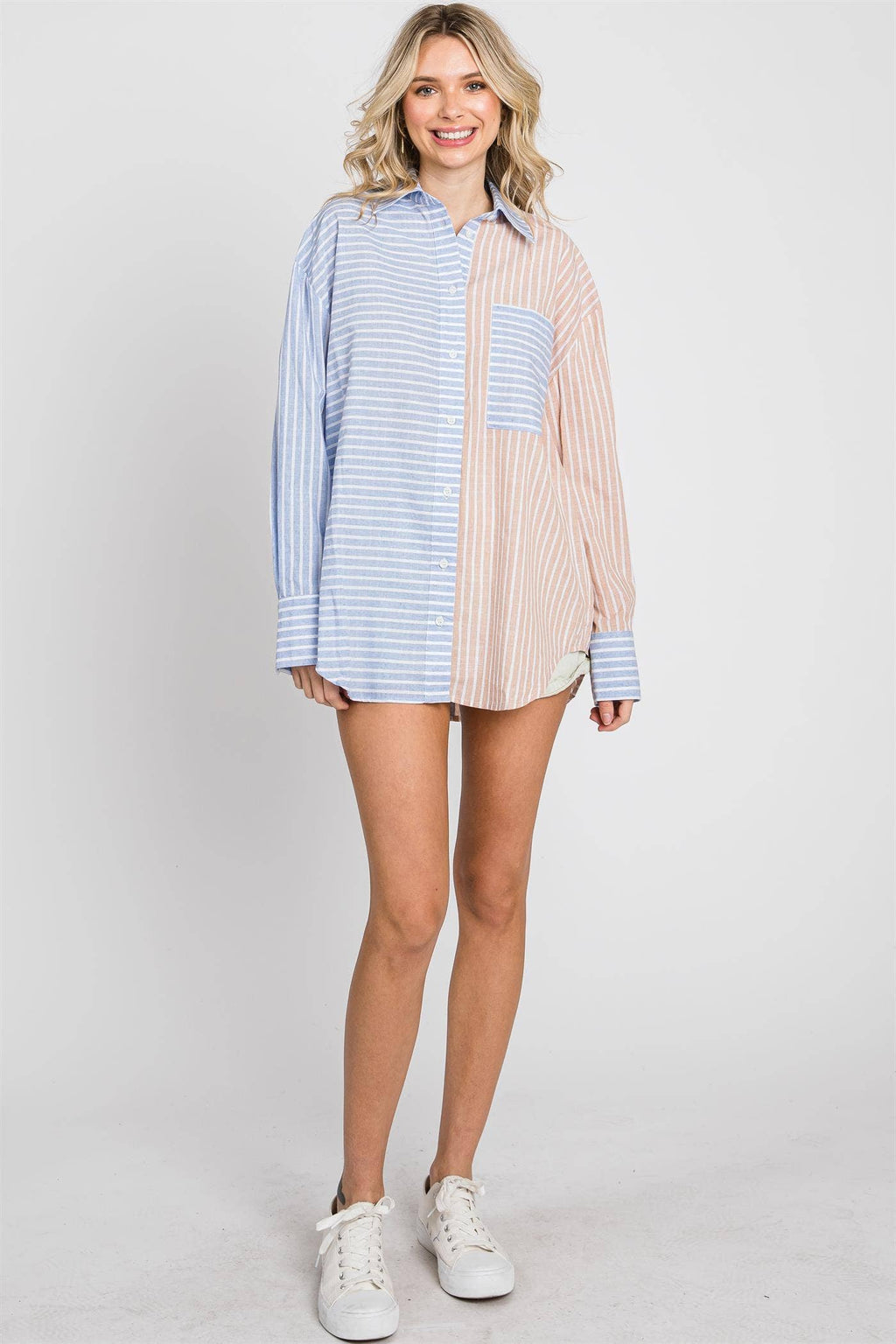 Oversized Stripe Button-Up Shirt