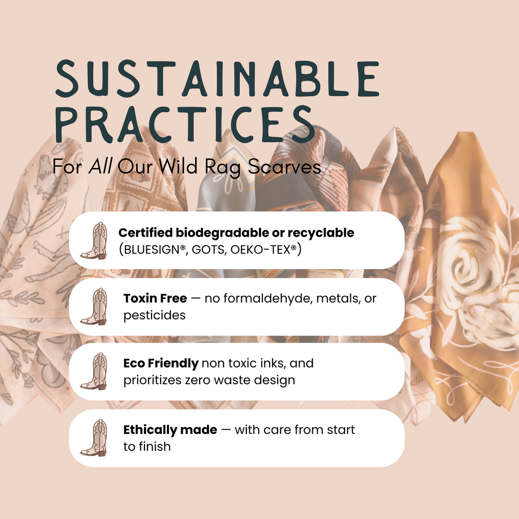 Western Silk Wild Rag Horses and Turquoise Peach Scarf