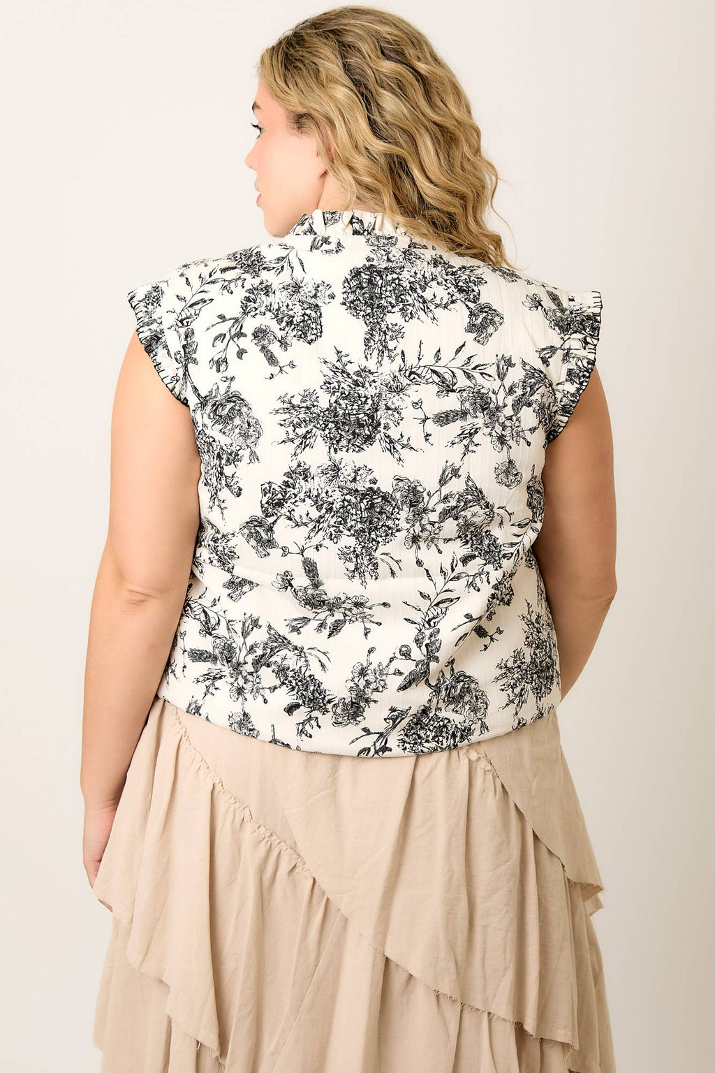 Floral Button Up Vest Shirt