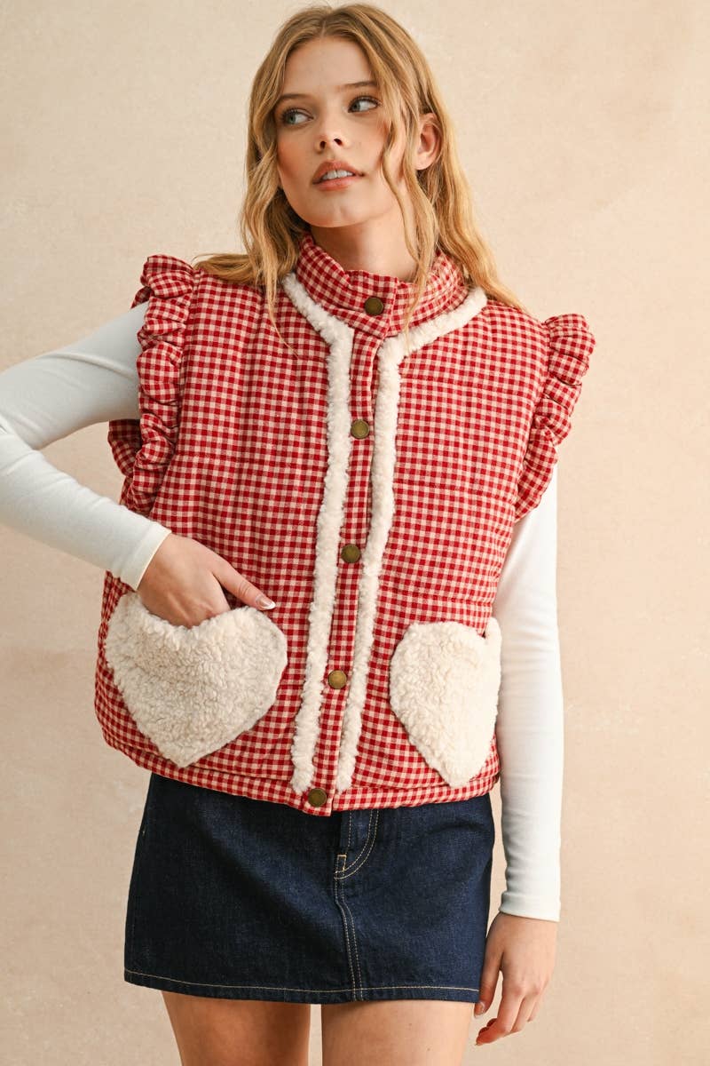 Gingham Heart-Pocket Vest