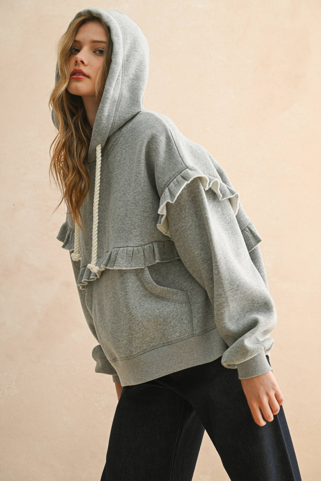 Ruffle Detail Hoodie
