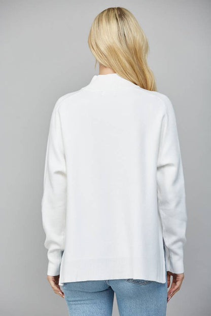 White Mock Neck Sweater