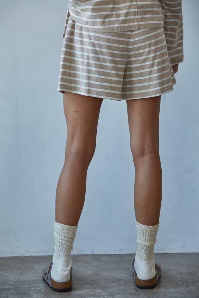 Striped Elastic Waist Shorts
