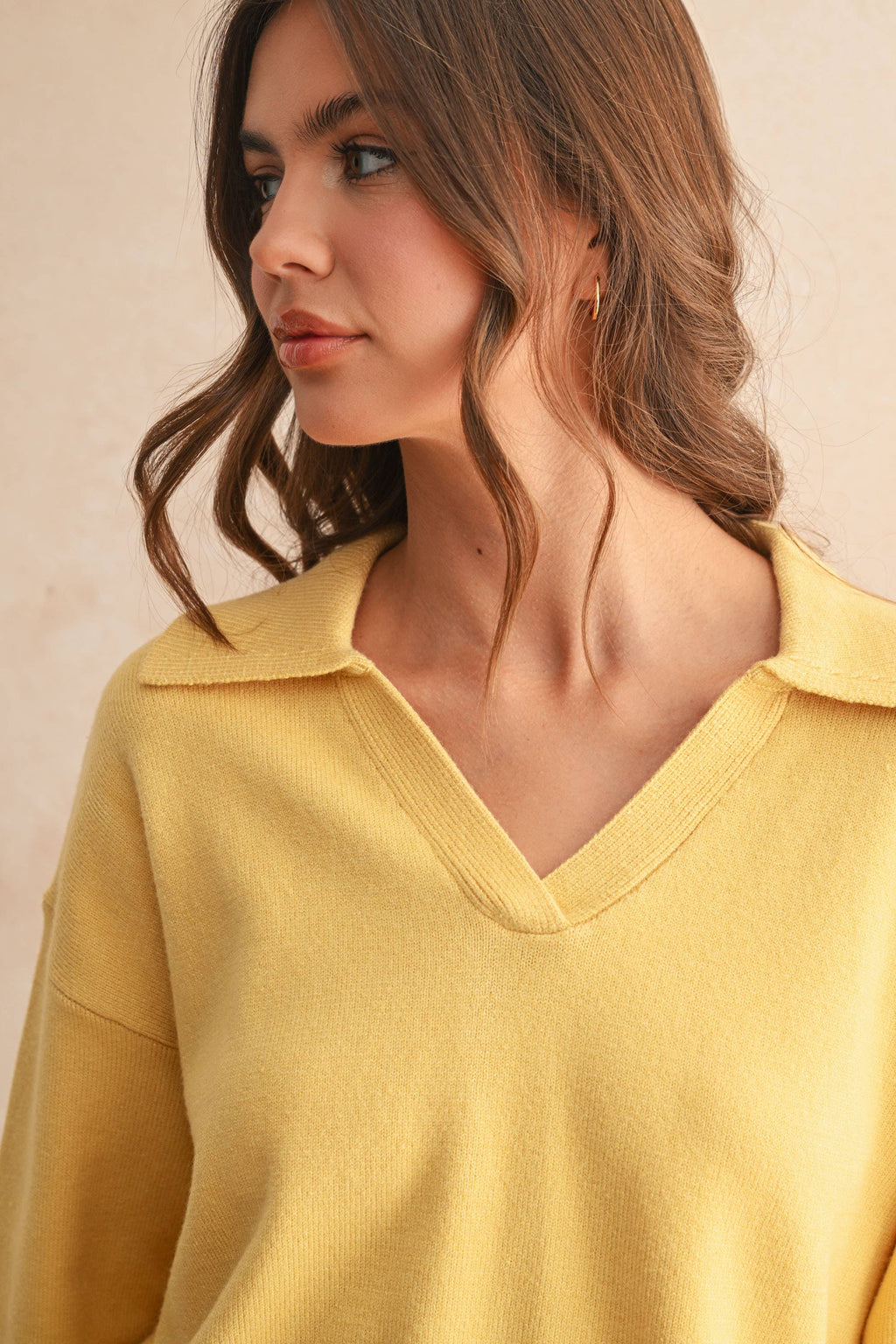 Knitted Sweater with Collar