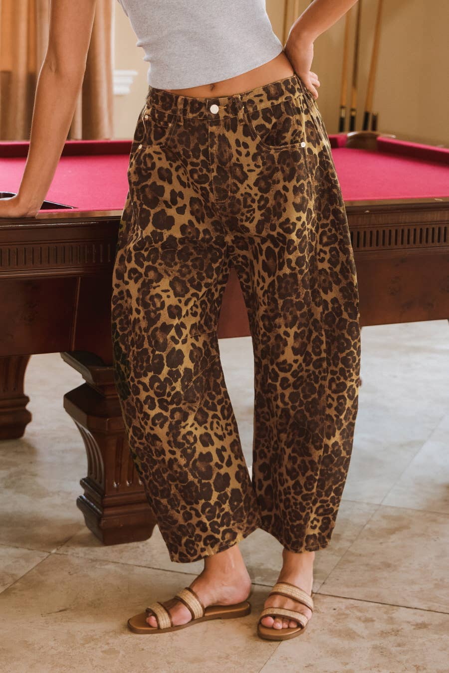 Leopard Barrel Jean
