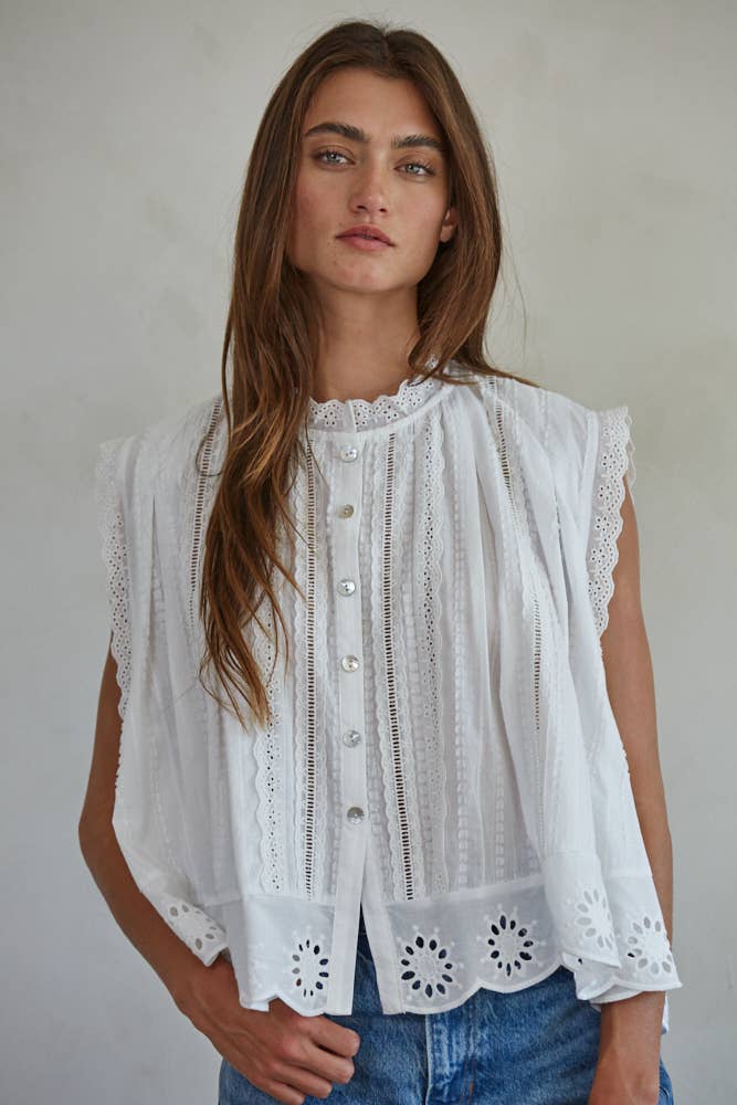 Cotton Eyelet Sleeveless Top