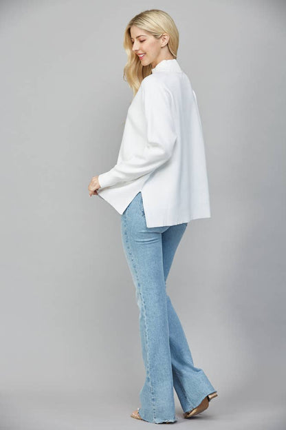 White Mock Neck Sweater