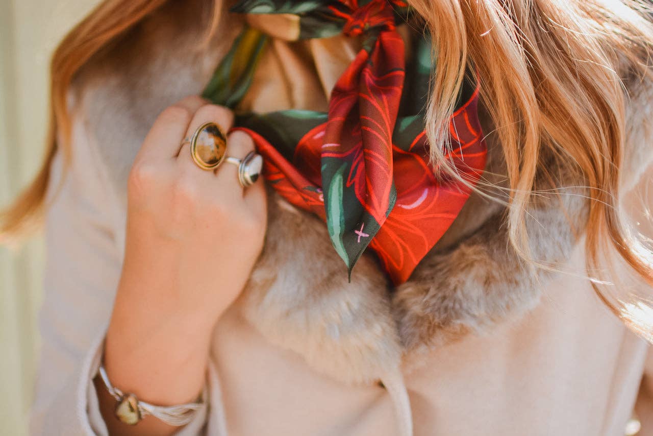 Cowboy Christmas Bronc Holiday Silk 35x35 Wild Rag