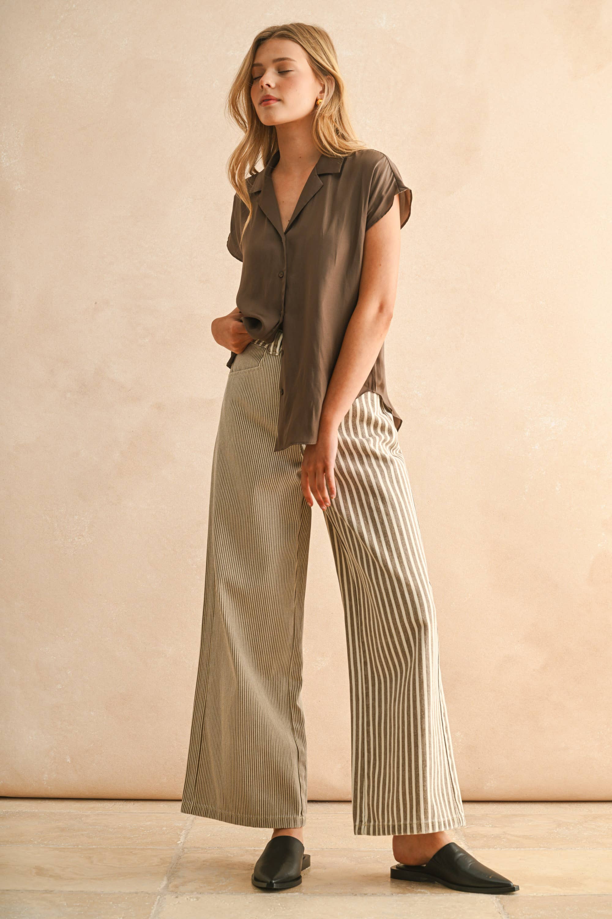 Striped Wide Leg Crop Pants