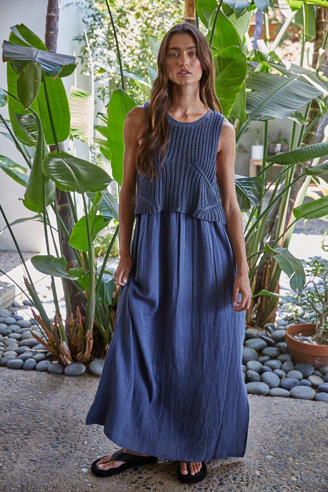 Knit Sweater Sleeveless Midi Dress