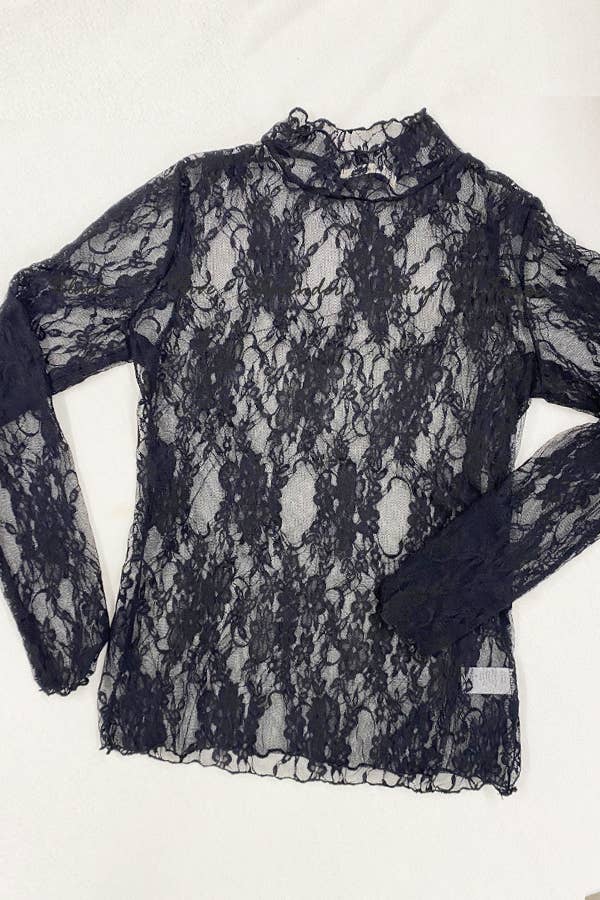 Mesh Floral Print Burnout Shirt