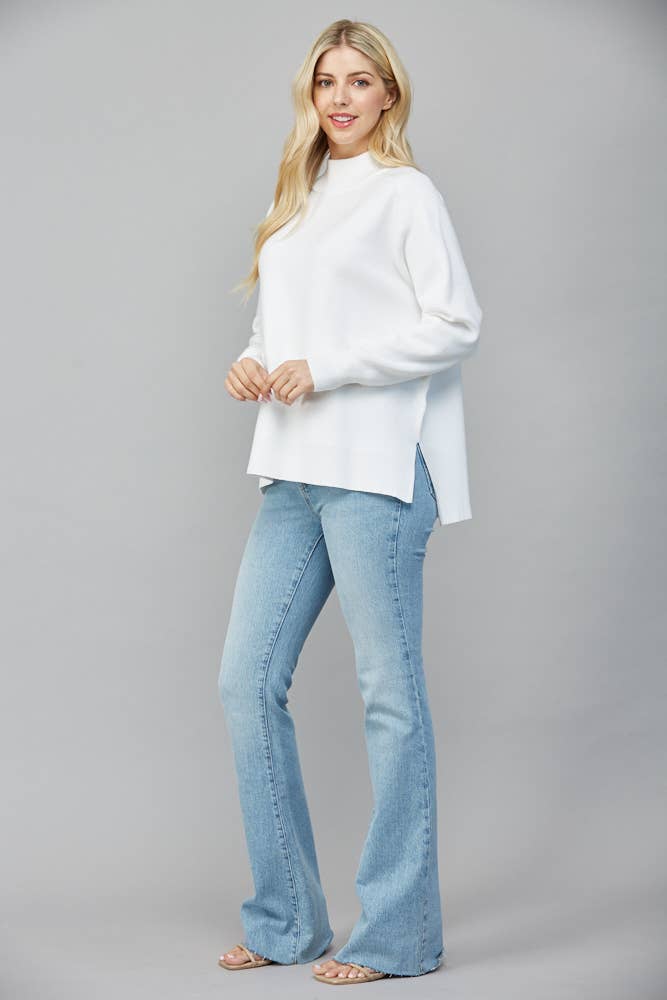 White Mock Neck Sweater