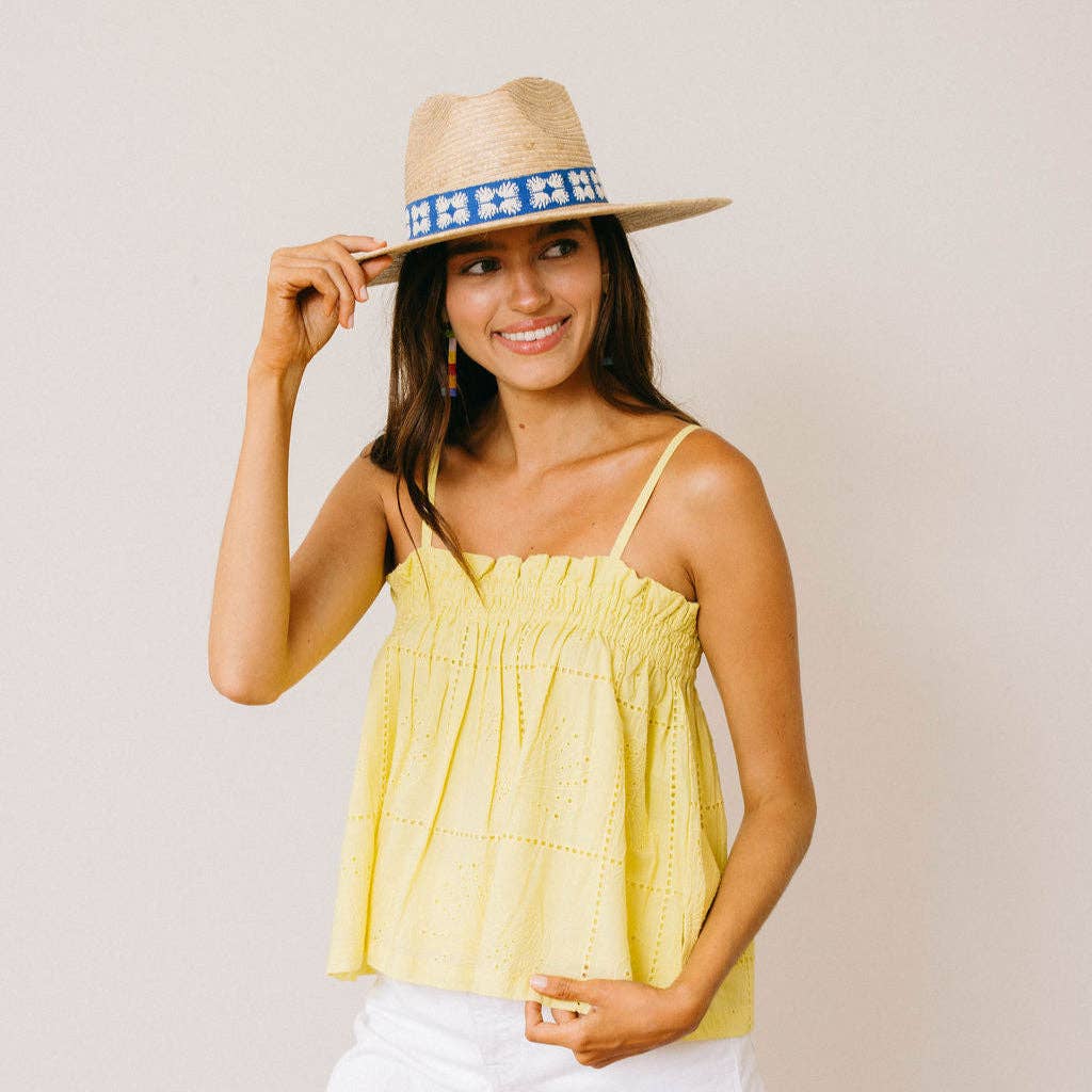 Navy Flora Tile Palm Hat