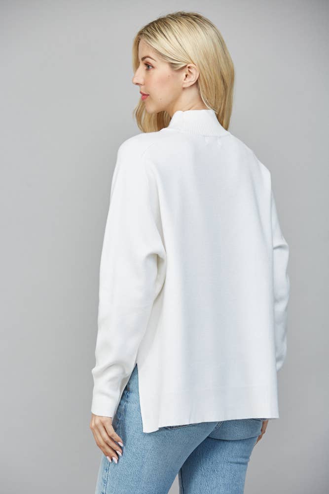 White Mock Neck Sweater