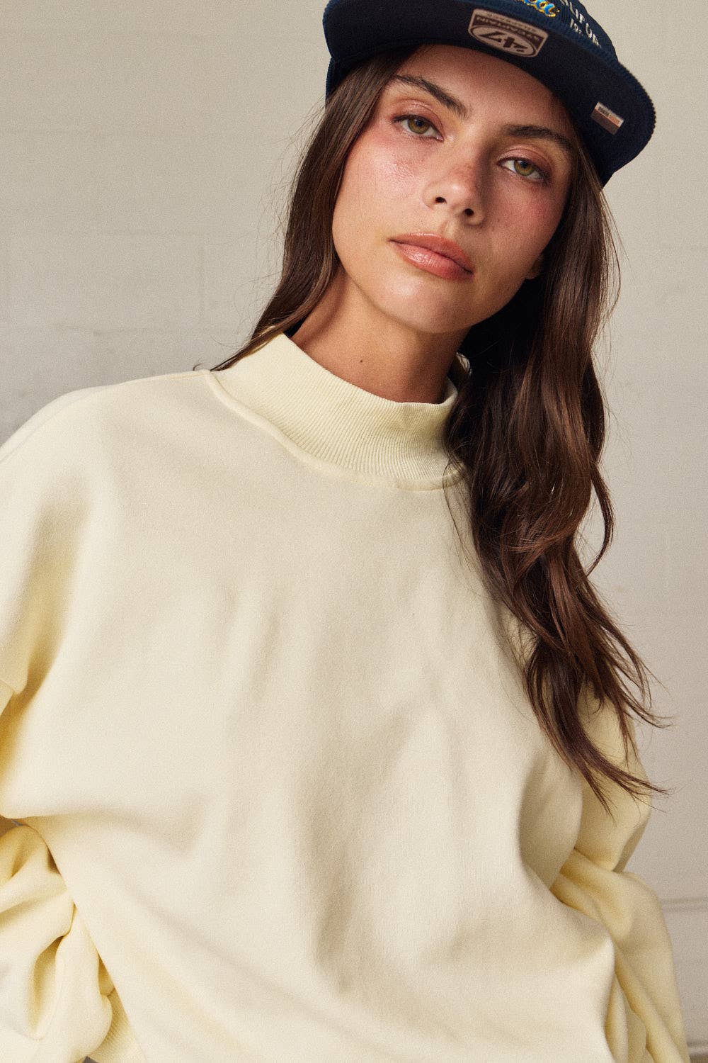 Butter Yellow Mock Neck Lounge Set Shorts