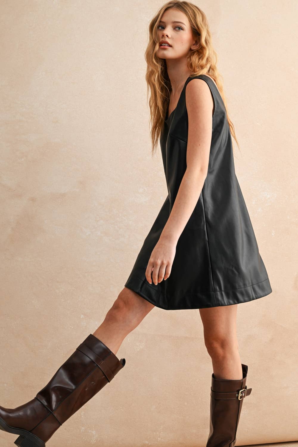 Faux Leather Mini Dress