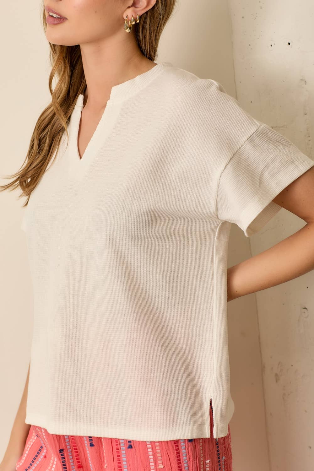 V-Neck Knit Short-Sleeve Shirt