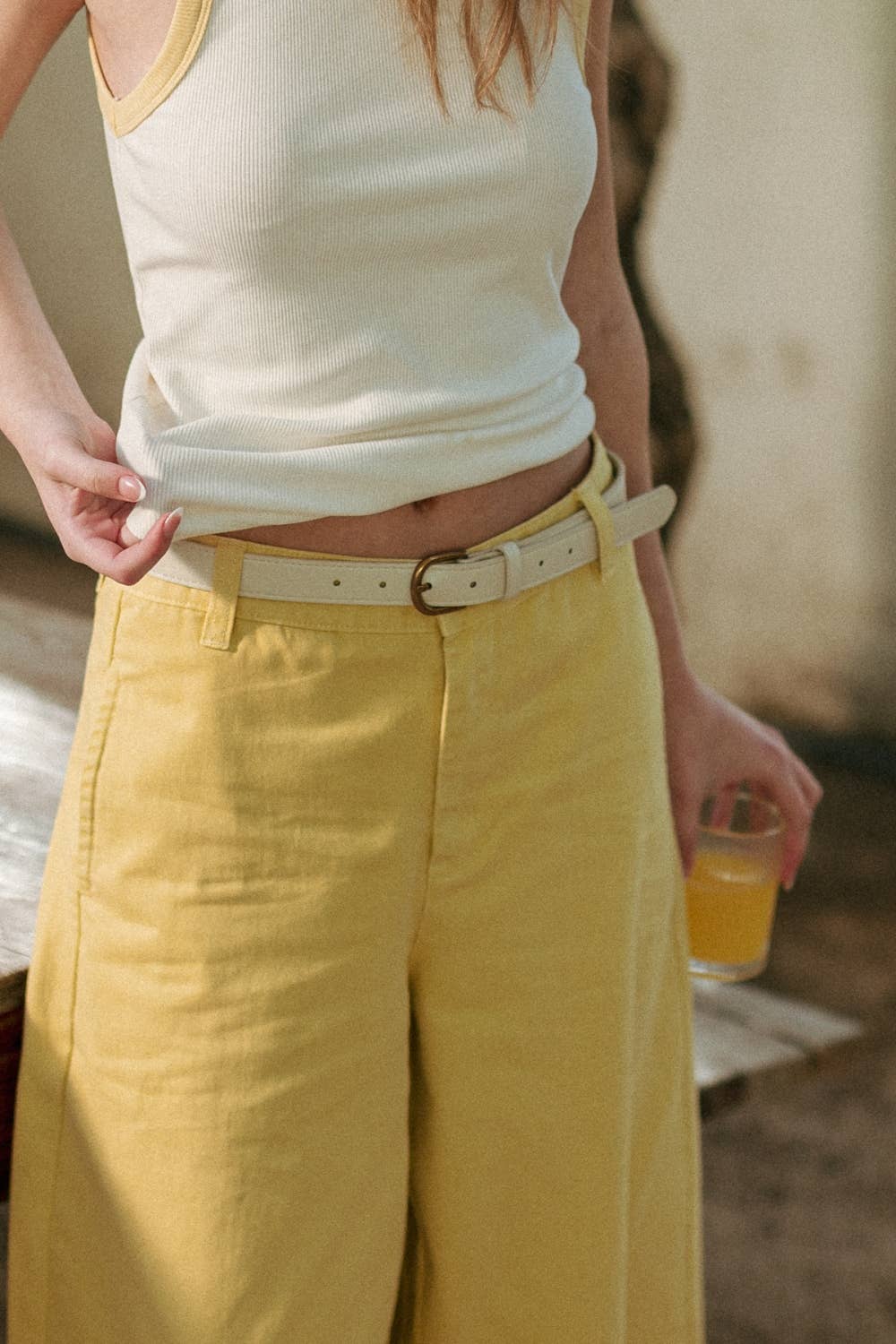Lemon Cotton Barrel Pants