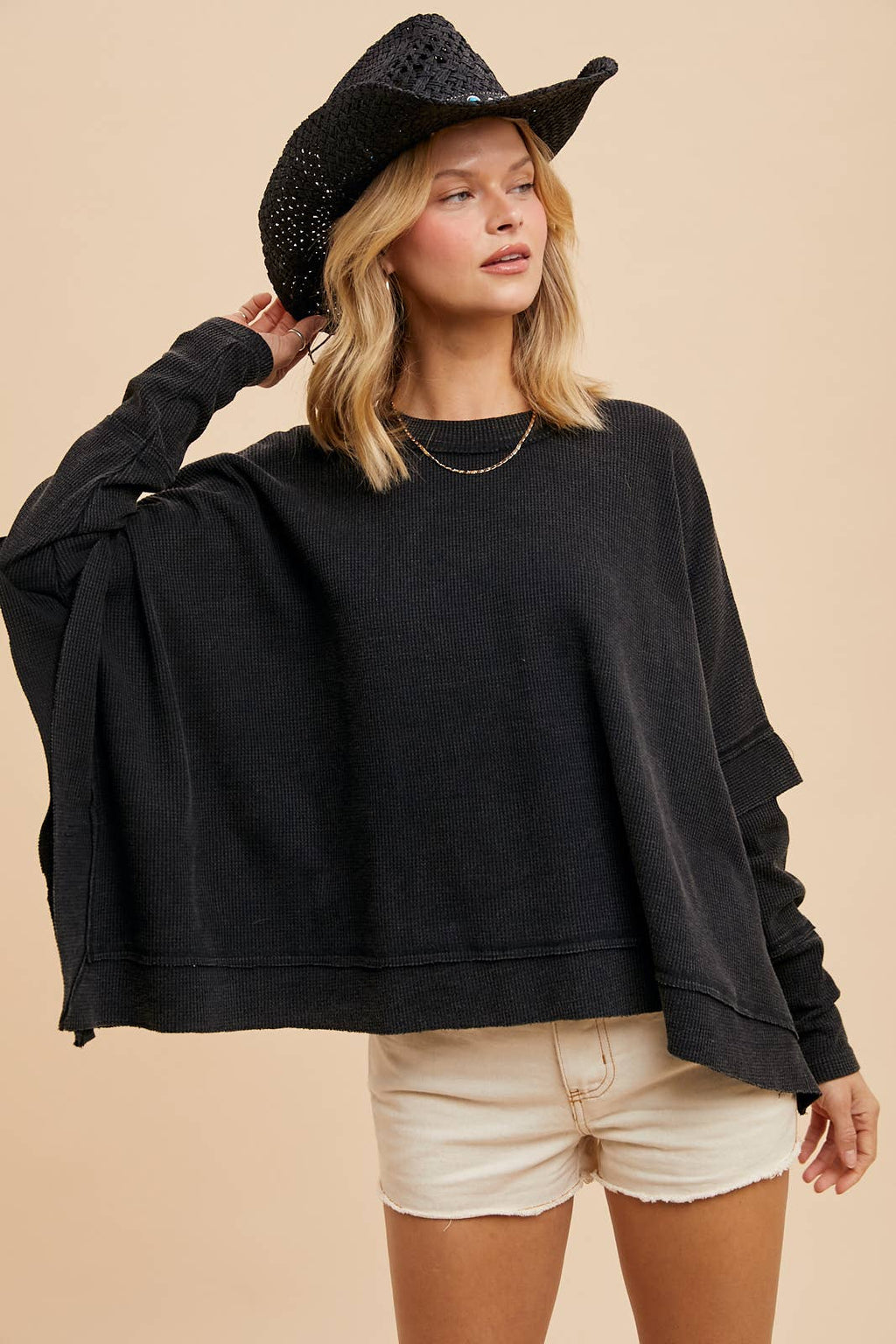 Garment Washed Crew Neck Top